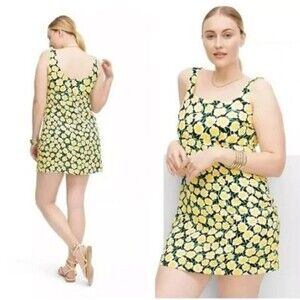 90's Shift Yellow Poppy Mini Dress Sun DVF Target Diane von Furstenberg NWT 12
